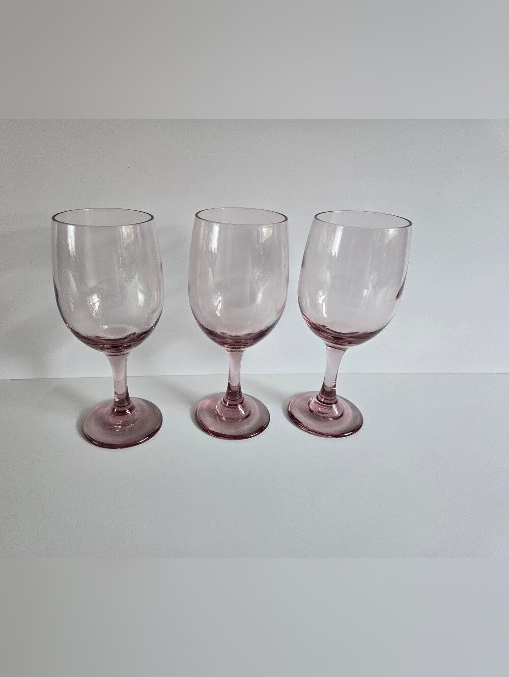 LIBBEY Premiere Pink Rose Teardrop Wine Glasses Stemmed Goblets Vintage
